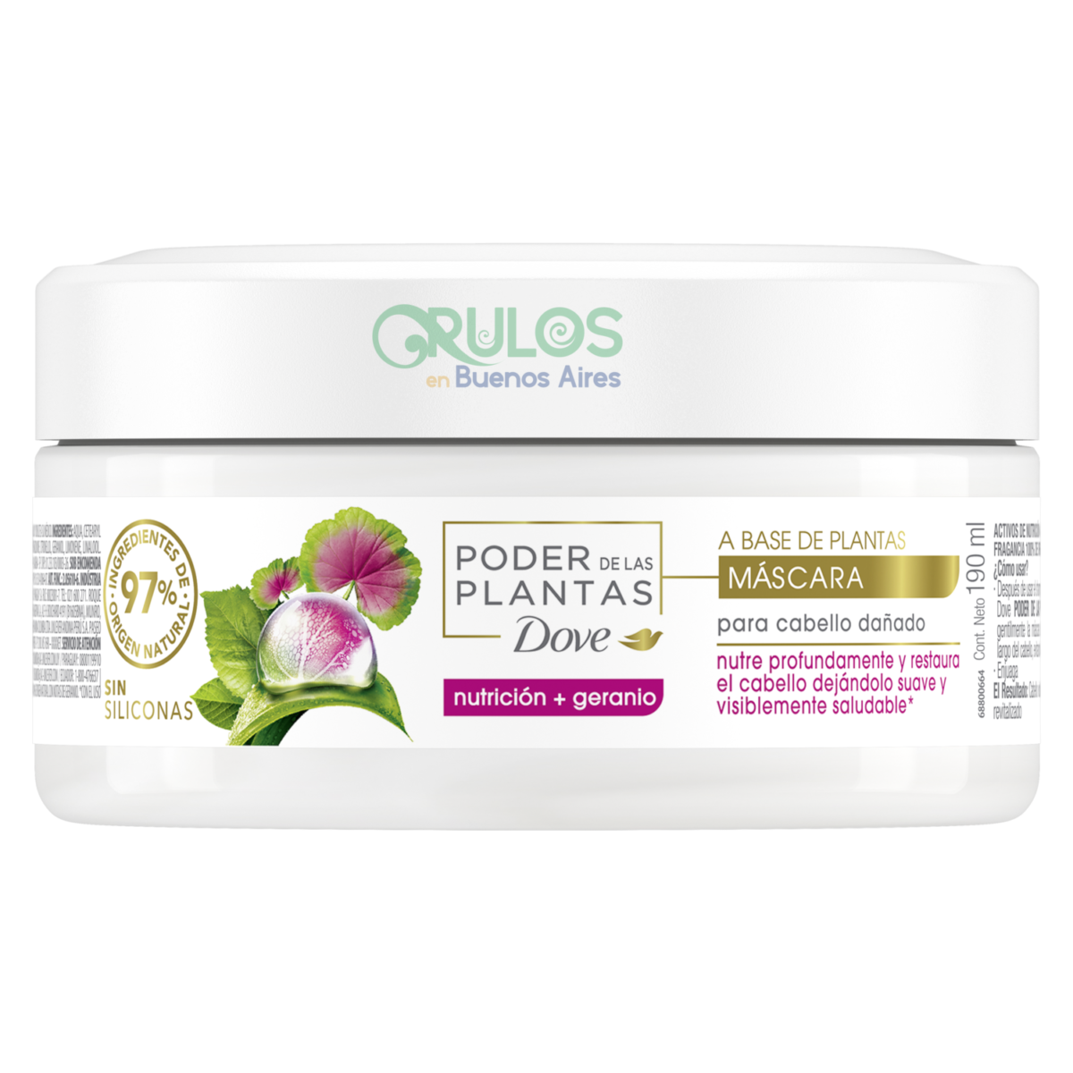 Dove Real Poder de las Plantas Máscara de Tratamiento Nutrición+Geranio