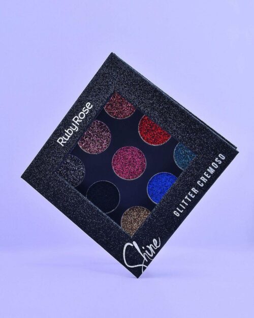 Paleta de sombras shine  glitter black -Rubyrose